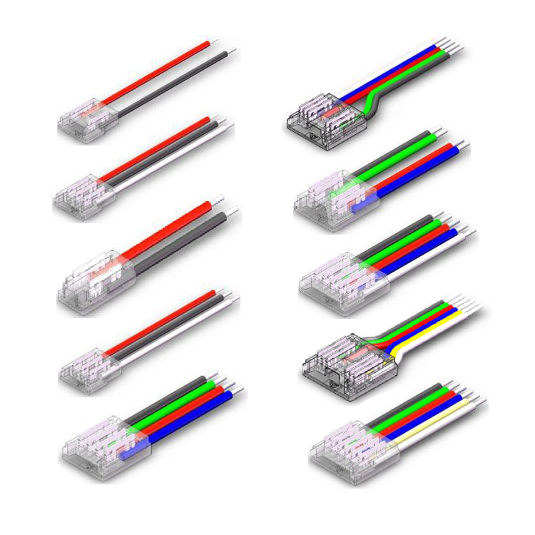 Strip a LED al connettore a filo 2 pin 3 pin 4 pin 5 pin 6 pin 5mm 8mm 10mm 12mm